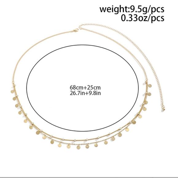2/$30 Belly Chain Waist Chain Silver Tone Dual Layer NEW Circles Rhinestones - Picture 4 of 7